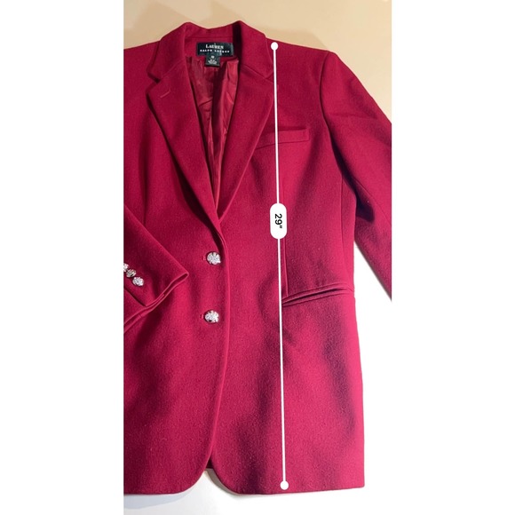 Lauren‎ Ralph Lauren Poppy Red Worsted Wool Blazer sz 10 - Picture 6 of 7